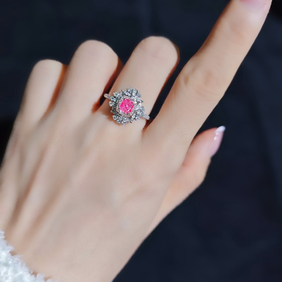 14k Gold 0.86 Ctw Natural Pink Diamond & Diamond Ring - 3