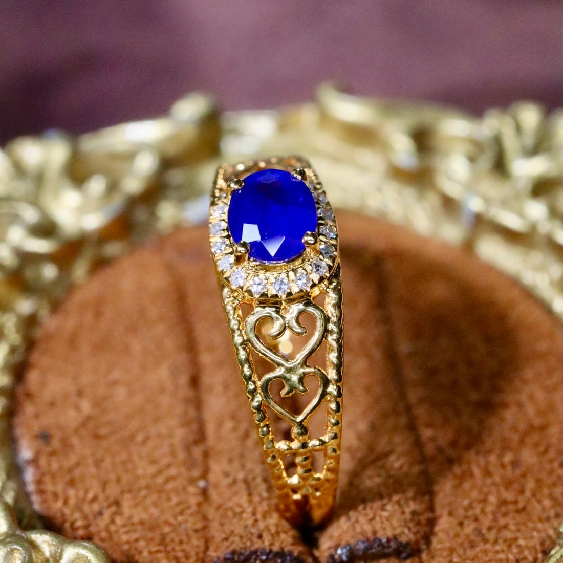 14k Gold 0.56 Ctw Natural Sapphire & Diamond Ring - 2