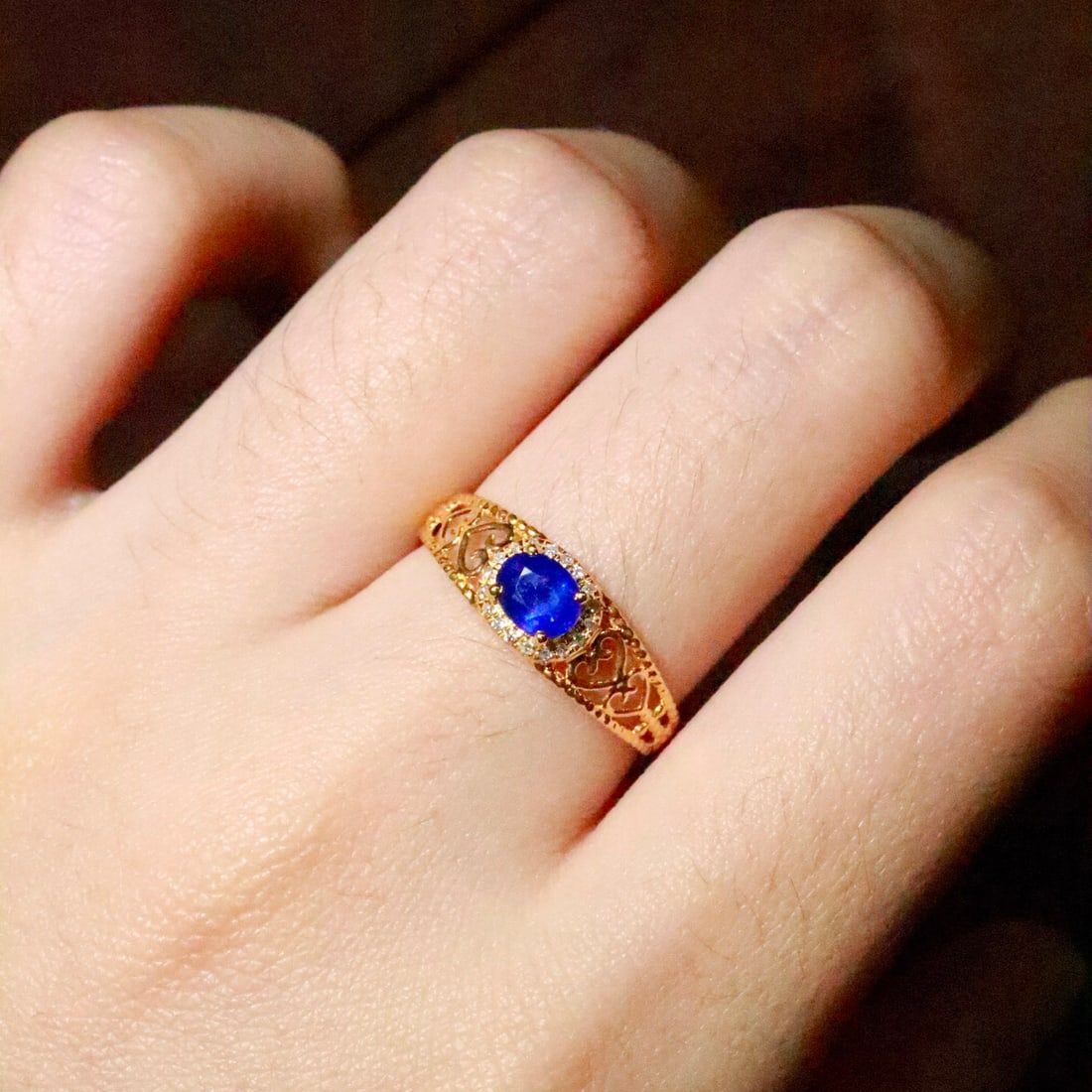 14k Gold 0.56 Ctw Natural Sapphire & Diamond Ring - 5