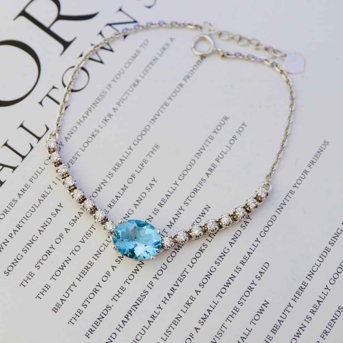 14k Gold 1.98 Ctw Natural Aquamarine & Diamond Bracelet - 6