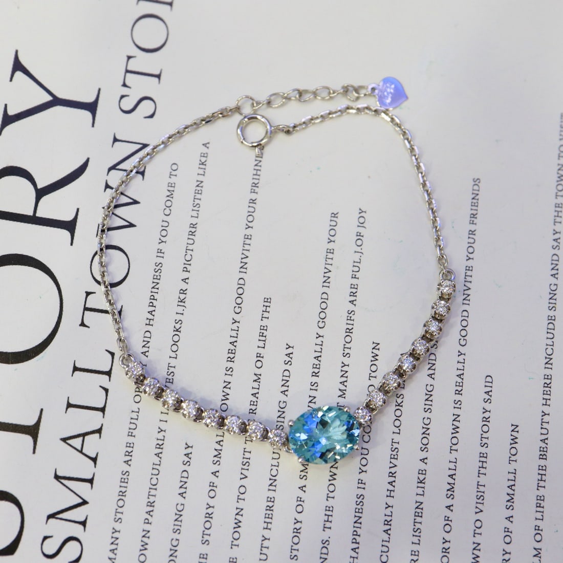 14k Gold 1.98 Ctw Natural Aquamarine & Diamond Bracelet - 7