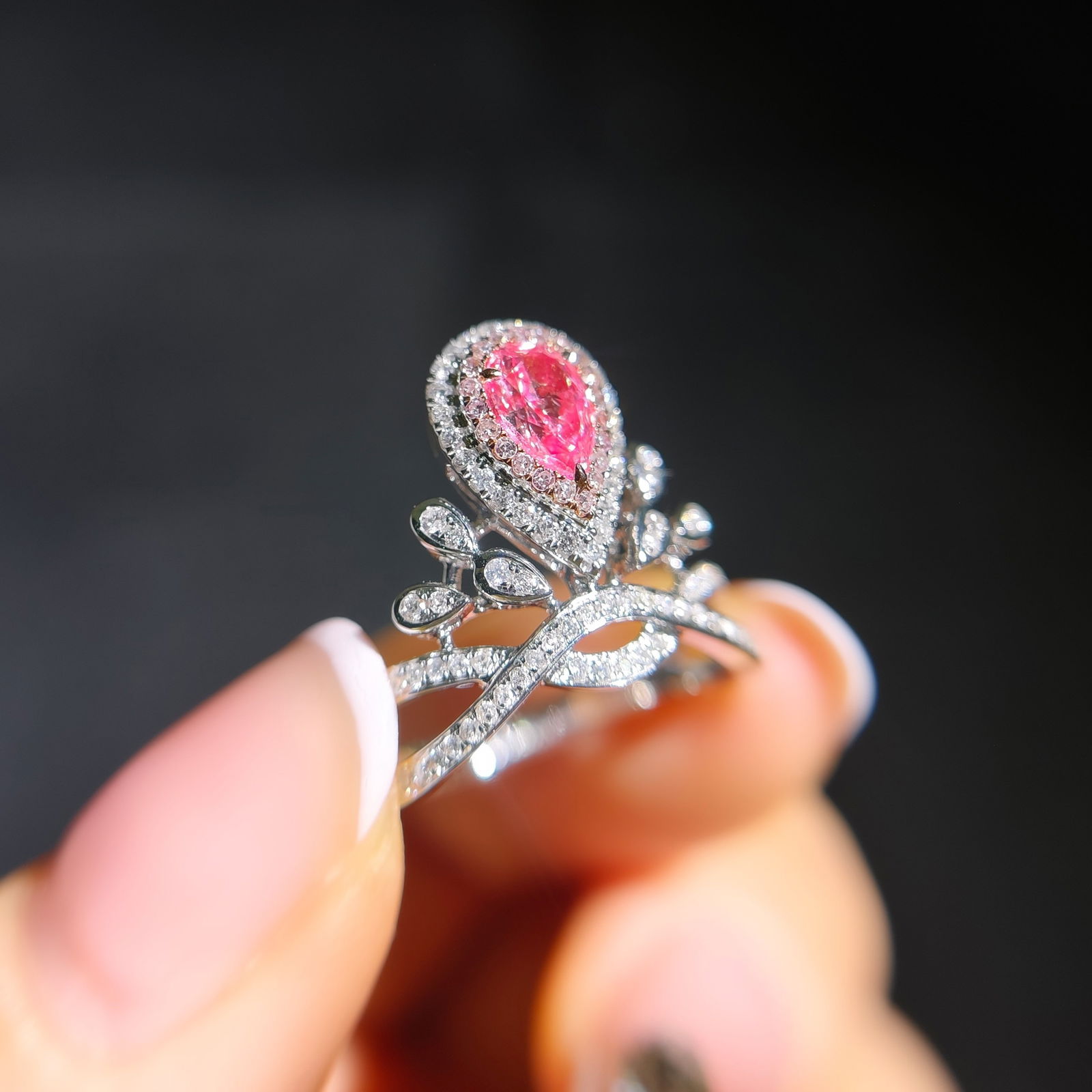 14k Gold 0.90 Ctw Natural Pink Diamond & Diamond Ring - 2