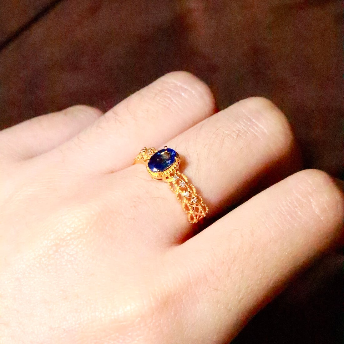 14k Gold 0.60 Ctw Natural Sapphire & Diamond Ring - 5