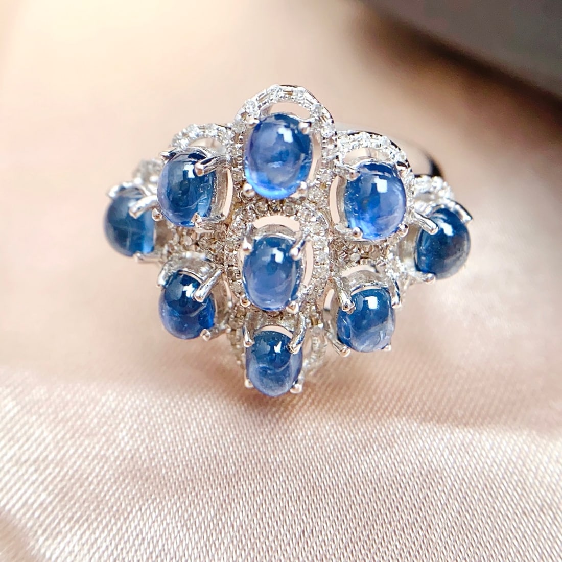 14k Gold 5.20 Ct Natural Sapphire & Diamond Ring (1 of 7)