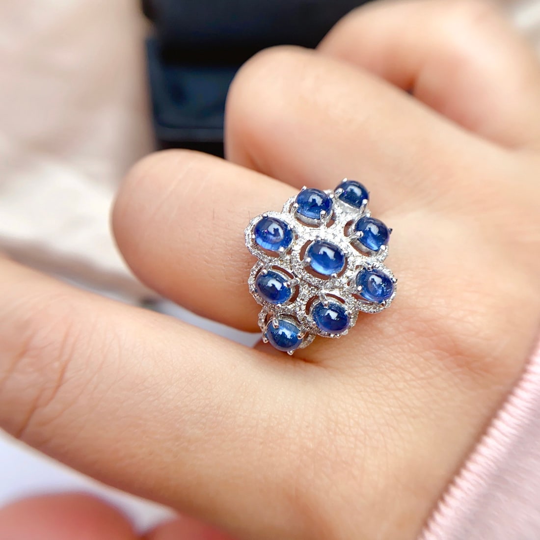 14k Gold 5.20 Ct Natural Sapphire & Diamond Ring - 5