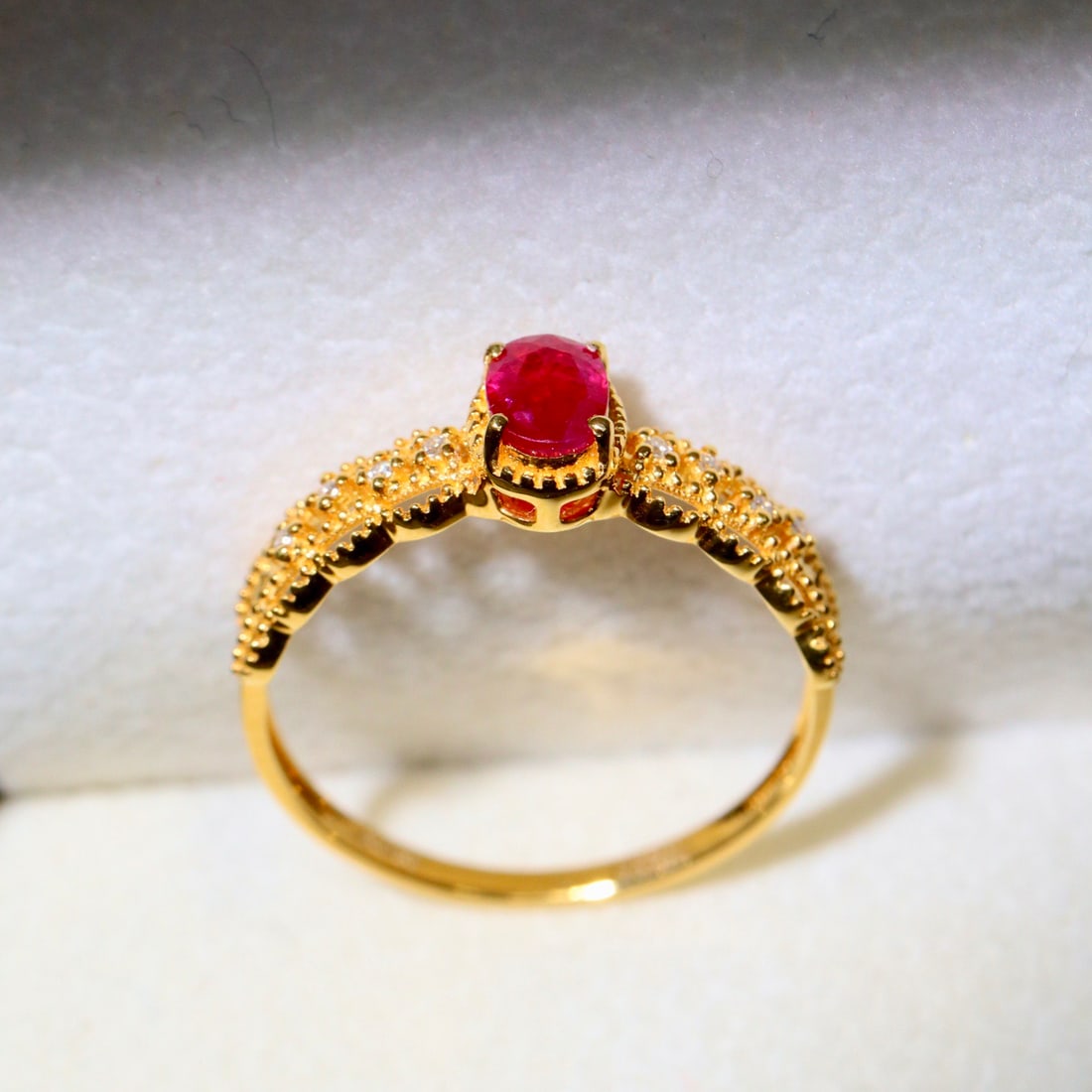 14k Gold 0.44 Ctw Natural Ruby & Diamond Ring - 3