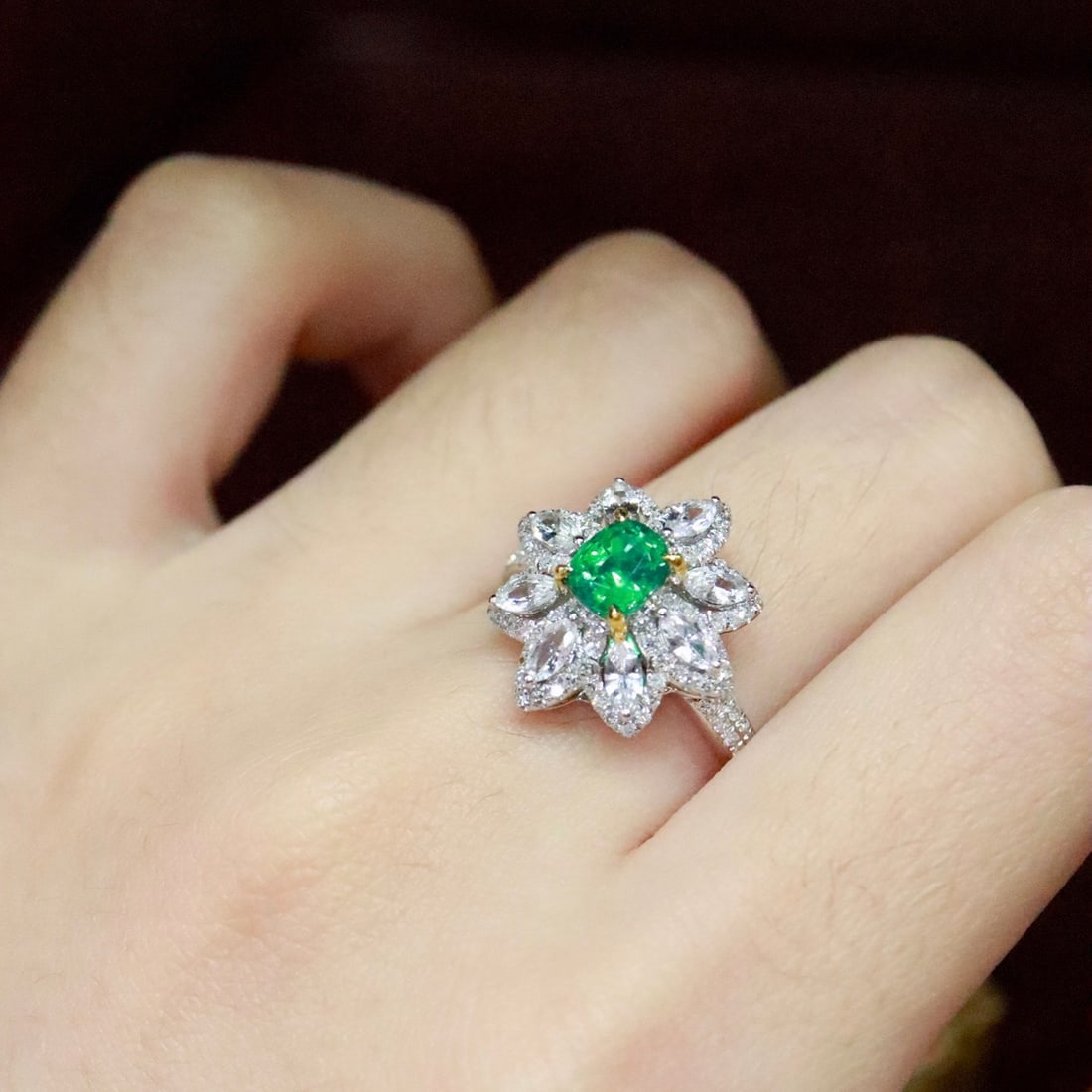 14k Gold 1.06 Ctw Natural Emerald & Diamond Ring - 6