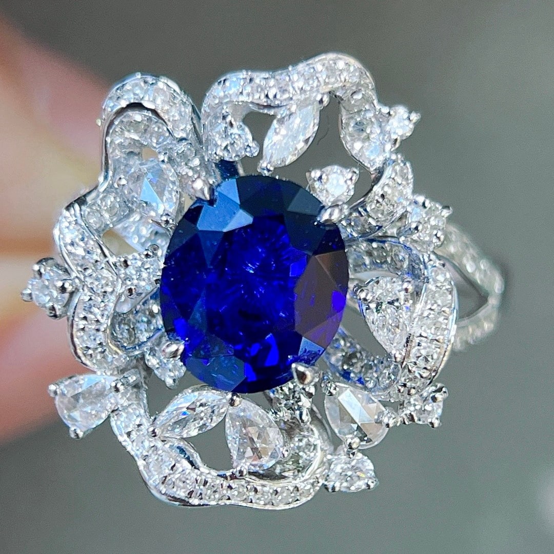 14k Gold 2.73 Ctw Natural Sapphire & Diamond Ring - 3