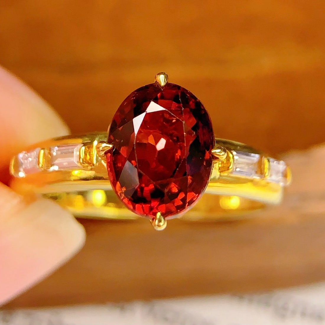 14k Gold 2.7 Ct Natural Tourmaline & Sapphire Ring - 2