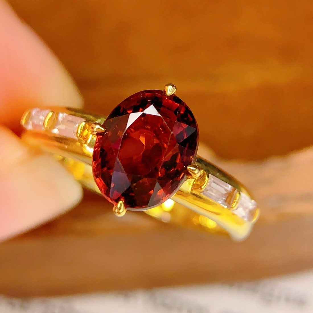 14k Gold 2.7 Ct Natural Tourmaline & Sapphire Ring - 4