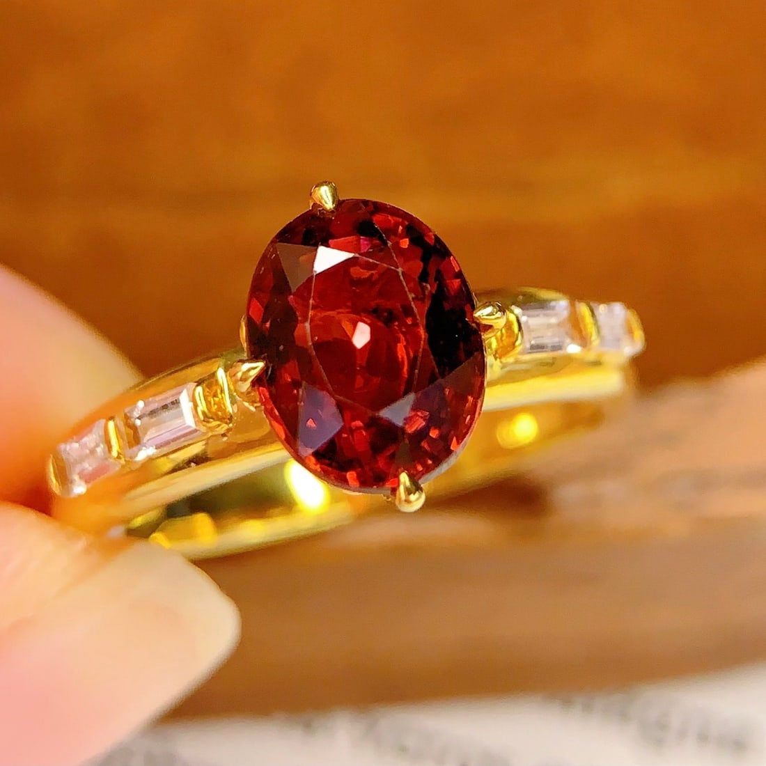 14k Gold 2.7 Ct Natural Tourmaline & Sapphire Ring - 6