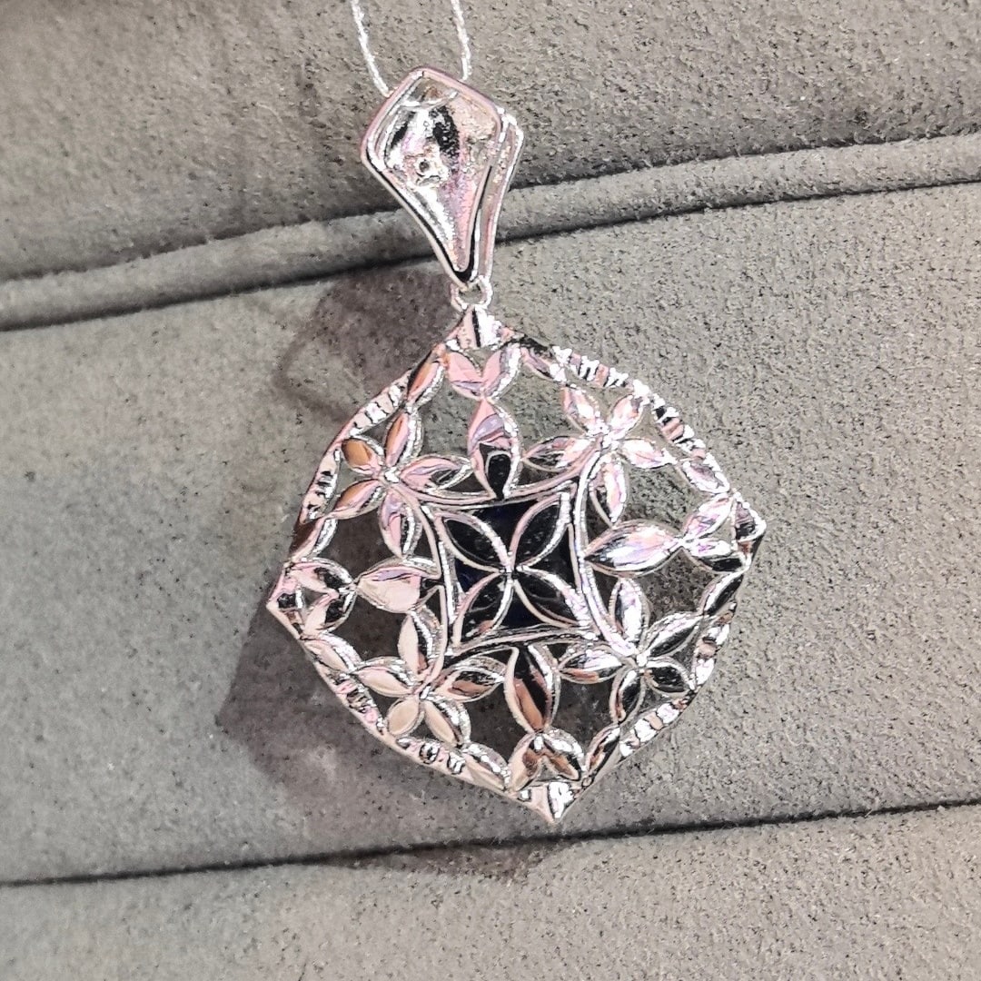 14k Gold 1.42 Ctw Natural Sapphire & Diamond Pendant( Without Chain ) - 5