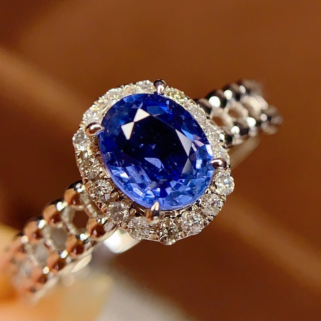 14k Gold 1.35 Ct Natural Sapphire & Diamond Ring - 4