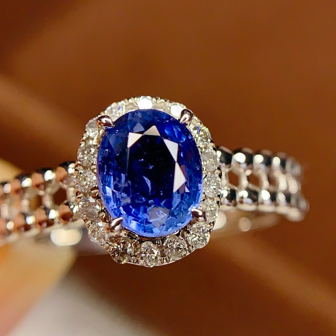 14k Gold 1.35 Ct Natural Sapphire & Diamond Ring - 5