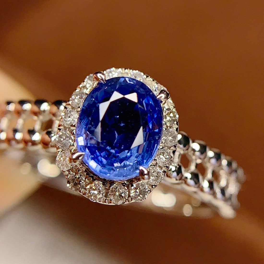 14k Gold 1.35 Ct Natural Sapphire & Diamond Ring - 6