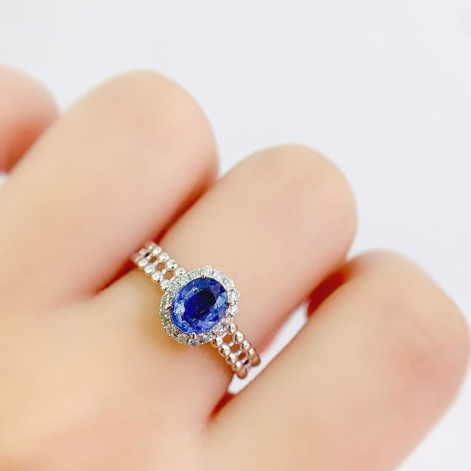 14k Gold 1.35 Ct Natural Sapphire & Diamond Ring - 7