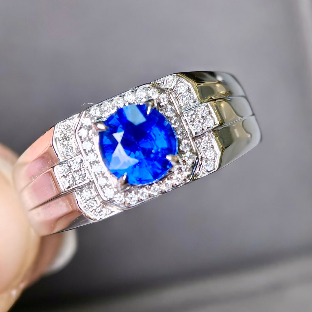 14k Gold 1.34 Ctw Natural Sapphire & Diamond Ring - 2