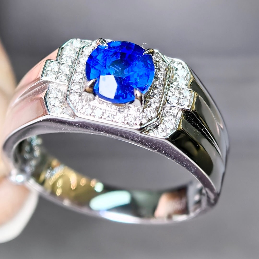 14k Gold 1.34 Ctw Natural Sapphire & Diamond Ring - 3