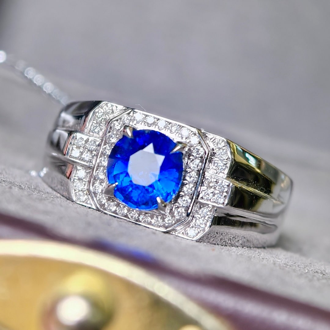 14k Gold 1.34 Ctw Natural Sapphire & Diamond Ring - 4