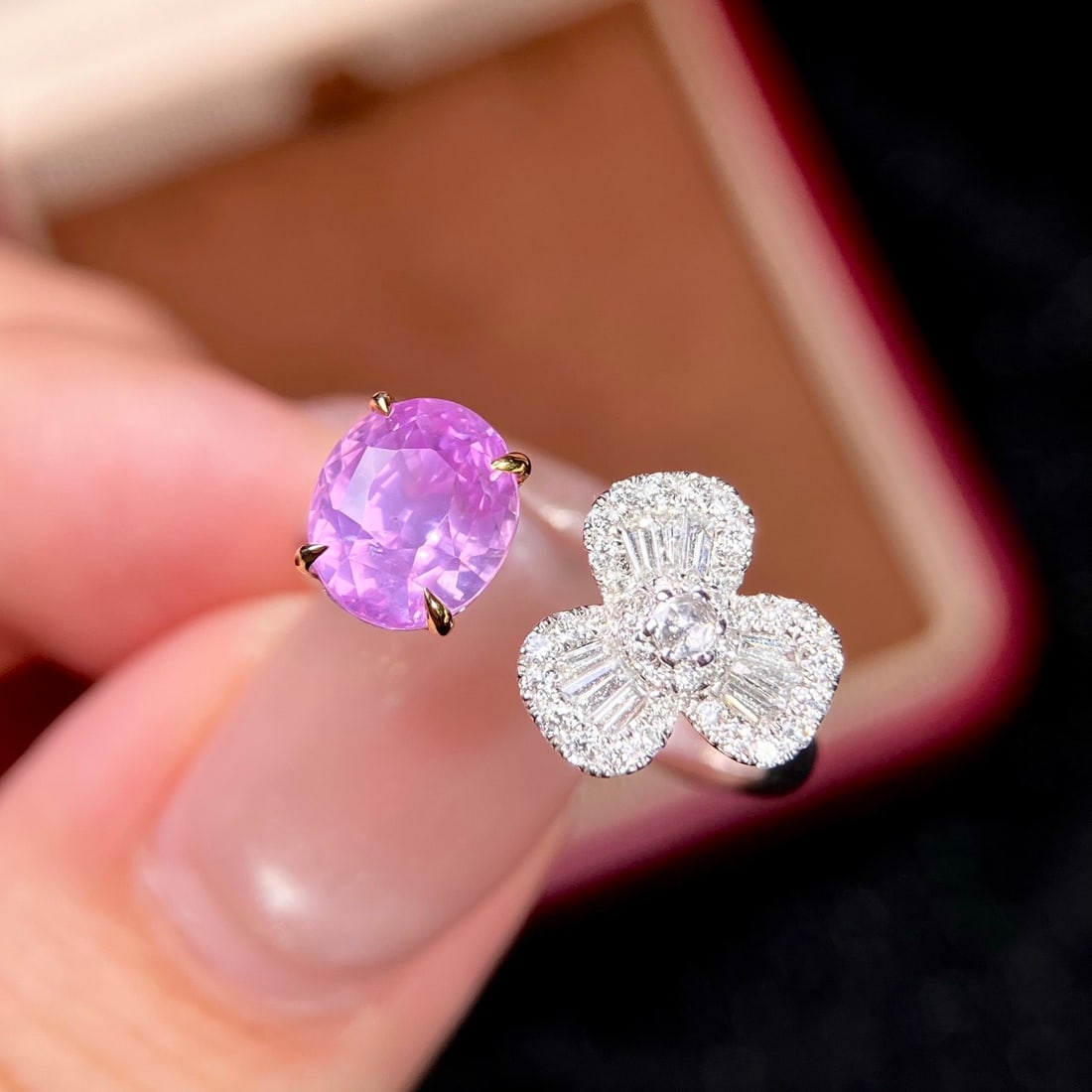 14k Gold 2.60 Ctw Natural Sapphire & Diamond Ring - 4