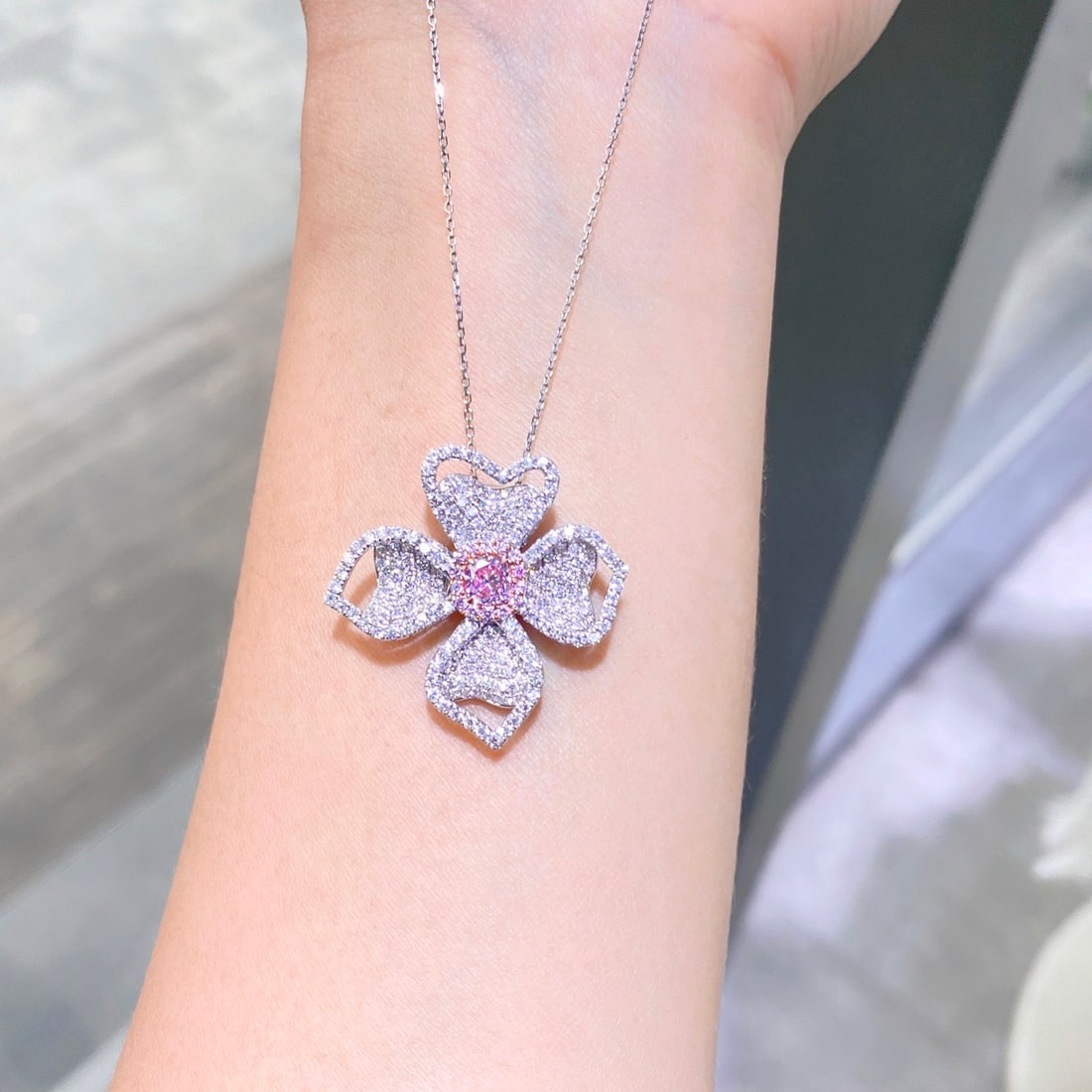 Gia Certified 14k Gold 2.16 Ctw Natural Pink Diamond & Diamond Necklace - 3