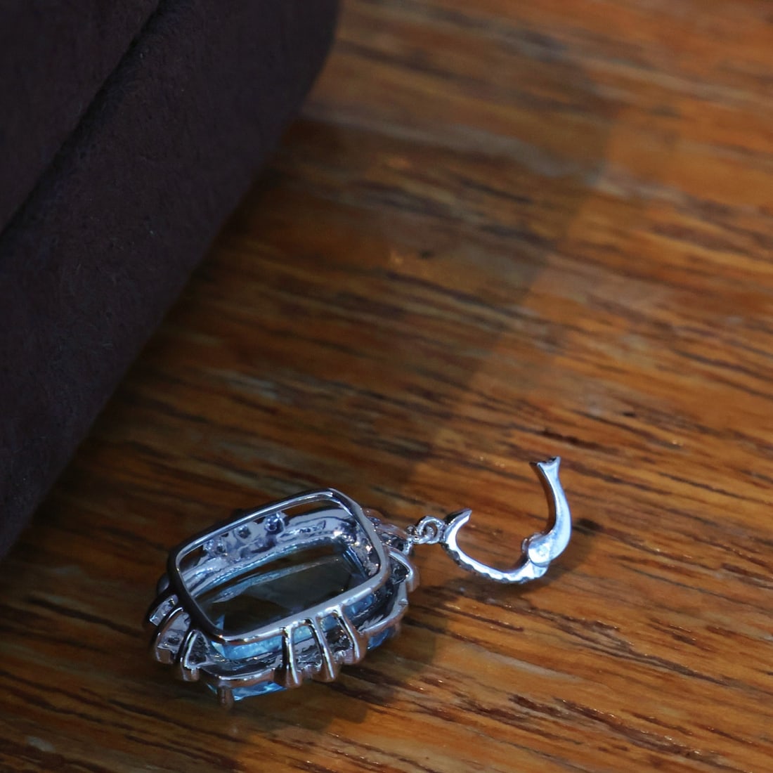 14k Gold 2.4 Ct Natural Aquamarine & Diamond Pendant( Without Chain ) - 2