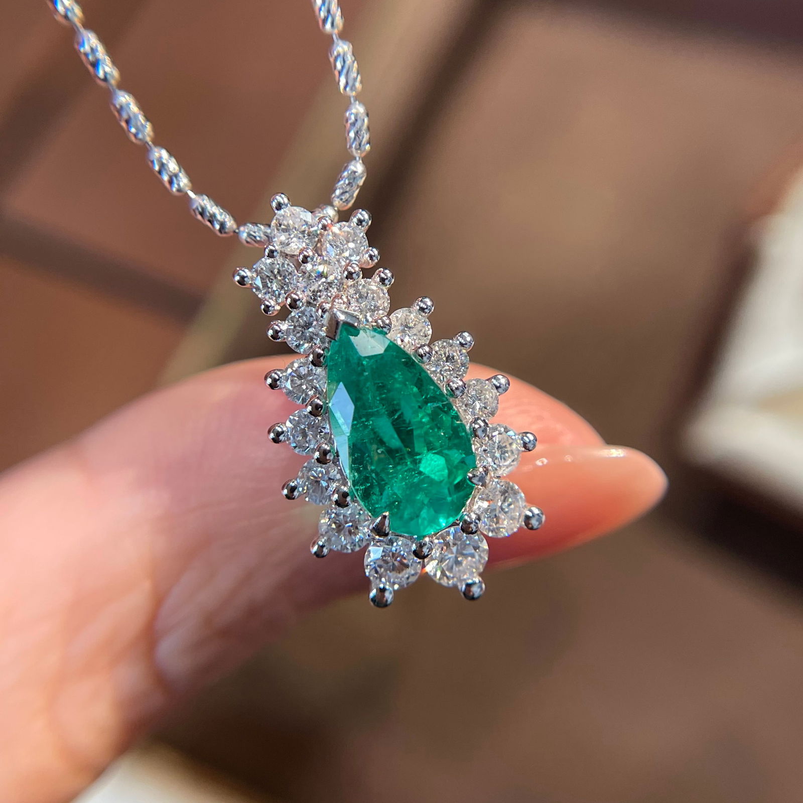 14k Gold 1.52 Ct Natural Emerald & Diamond Pendant( Without Chain ) - 5