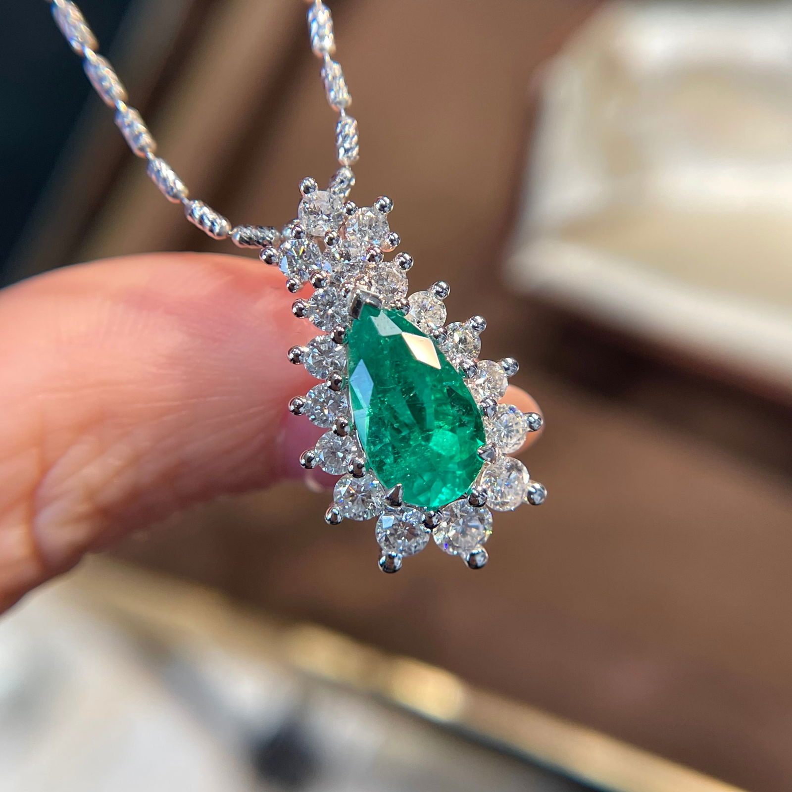 14k Gold 1.52 Ct Natural Emerald & Diamond Pendant( Without Chain ) - 6