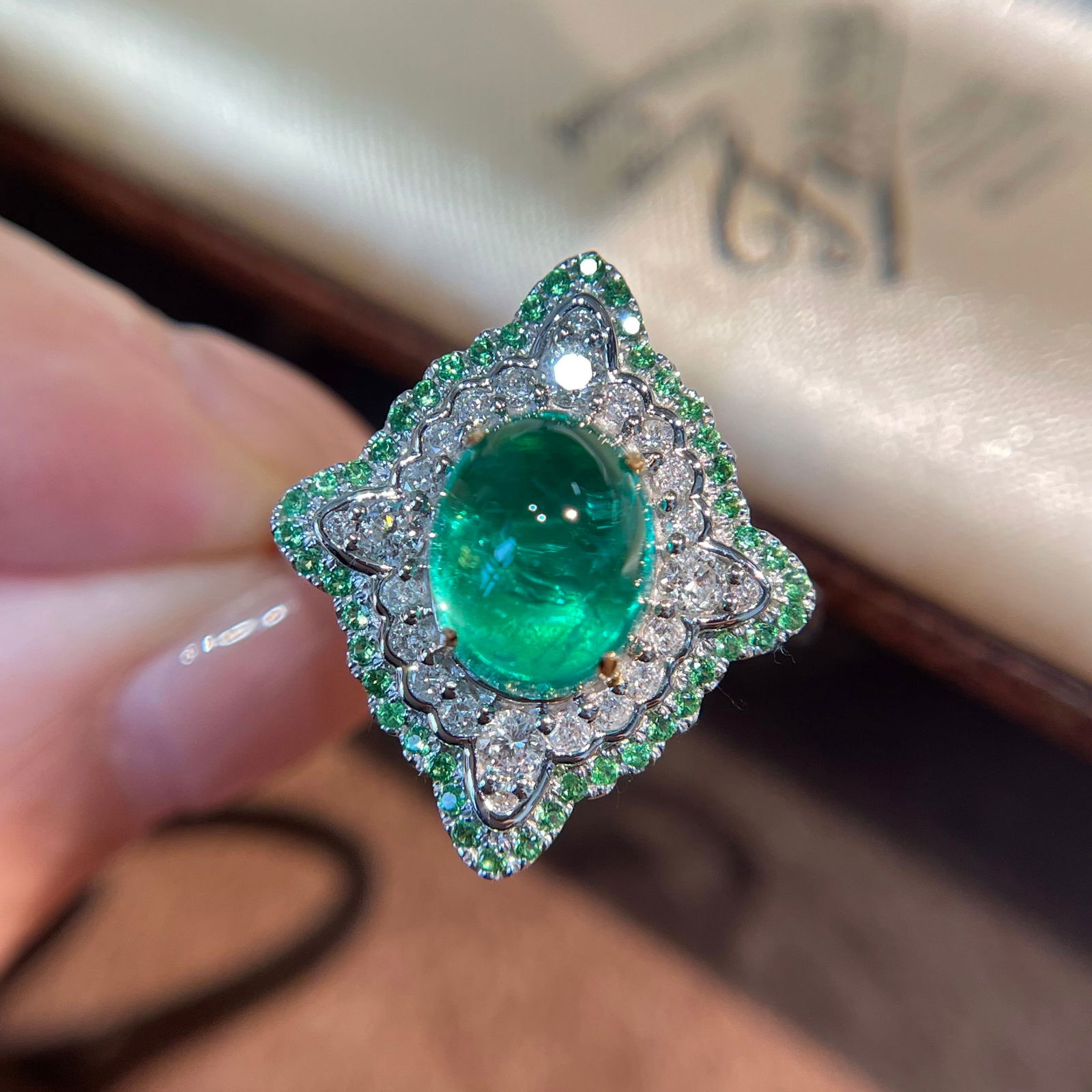 14k Gold 2.66 Ct Natural Emerald & Diamond Ring/pendant( Without Chain ) - 2