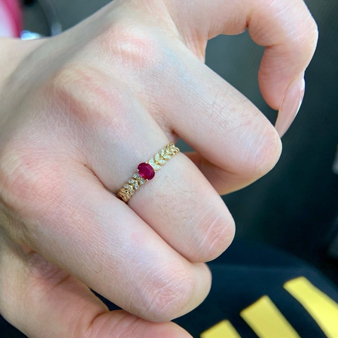 14k Gold 0.44 Ctw Natural Ruby & Diamond Ring - 3