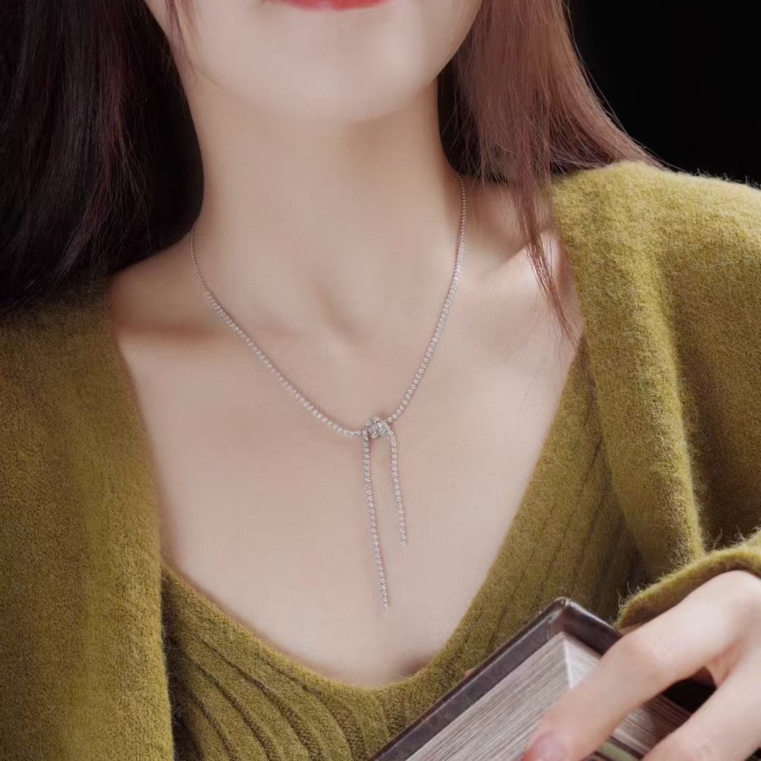 14k Gold 1.46 Ct Natural H Diamond Necklace - 2