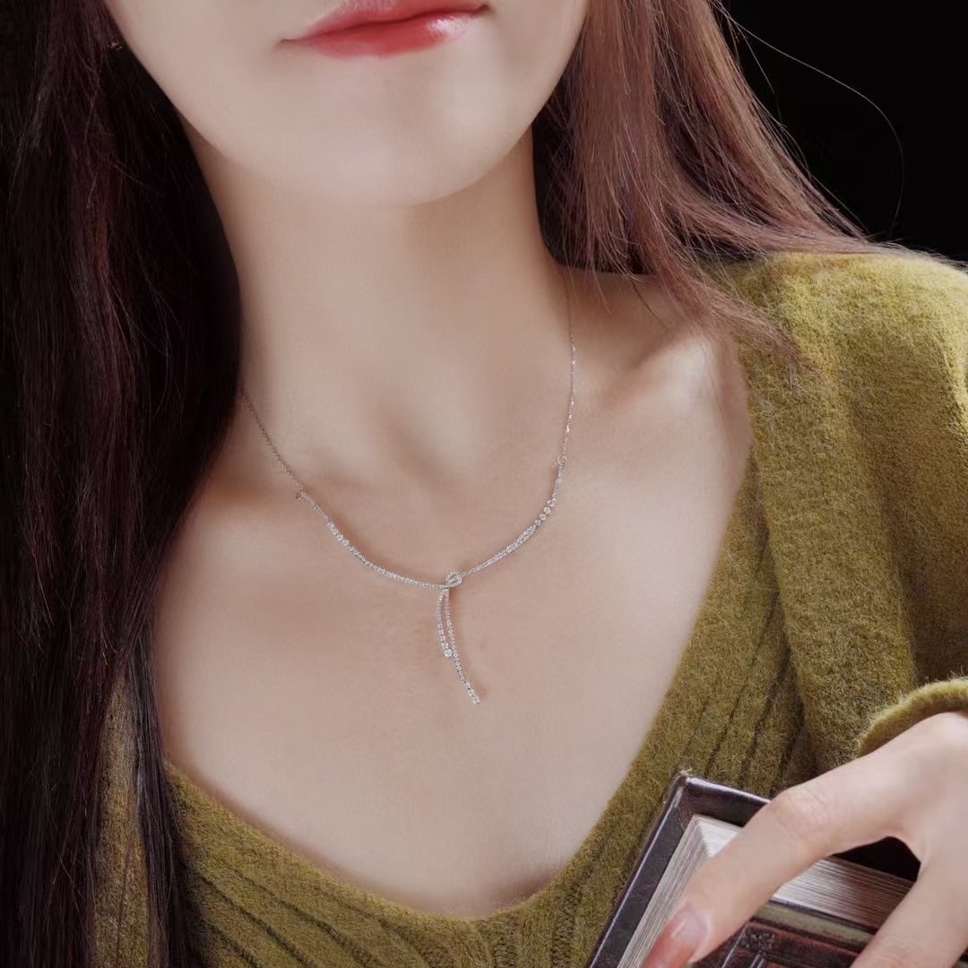 14k Gold 1.46 Ct Natural H Diamond Necklace - 4