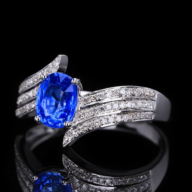 14k Gold 1.51 Ctw Natural Sapphire & Diamond Ring - 2