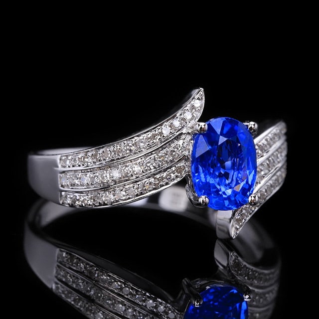 14k Gold 1.51 Ctw Natural Sapphire & Diamond Ring - 3