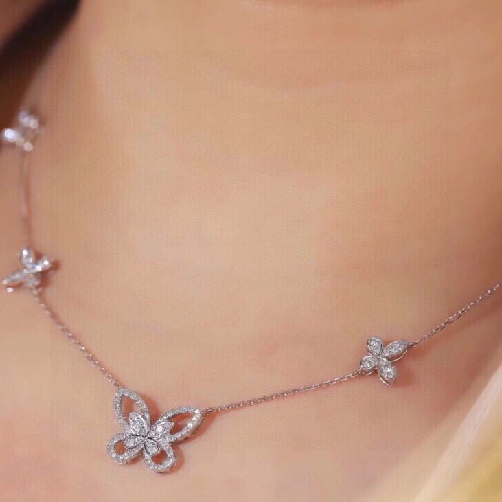 14k Gold 0.8 Ct Natural H Diamond & Butterfly Necklace - 6