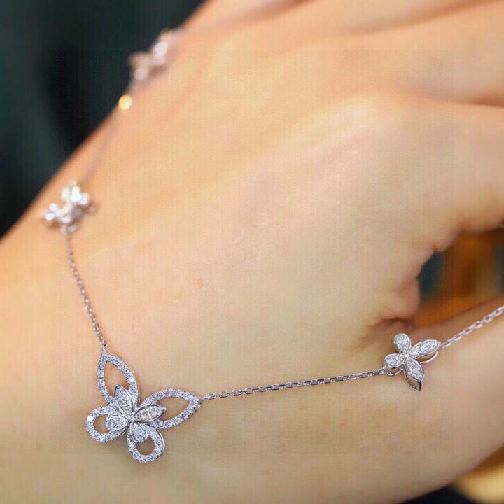 14k Gold 0.8 Ct Natural H Diamond & Butterfly Necklace - 7