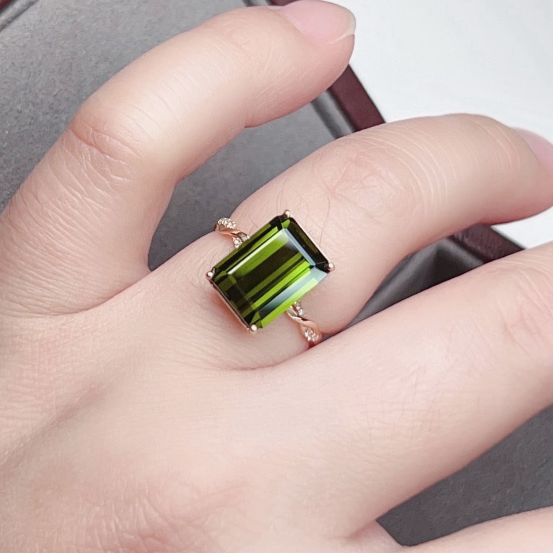 14k Gold 5.10 Ctw Natural Tourmaline & Diamond Ring - 9