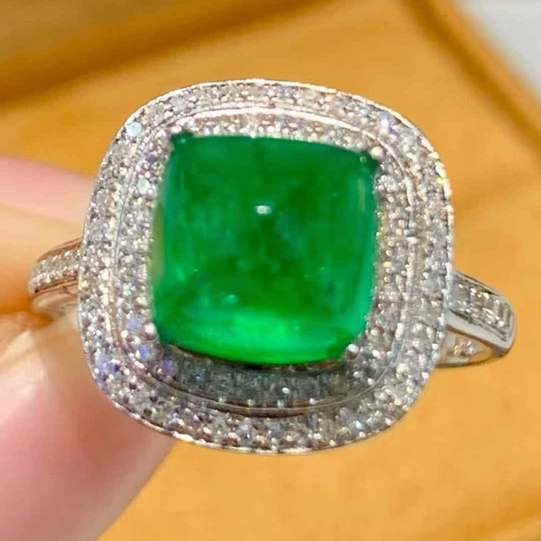 14k Gold 2.85 Ct Natural Emerald & Diamond Ring - 2