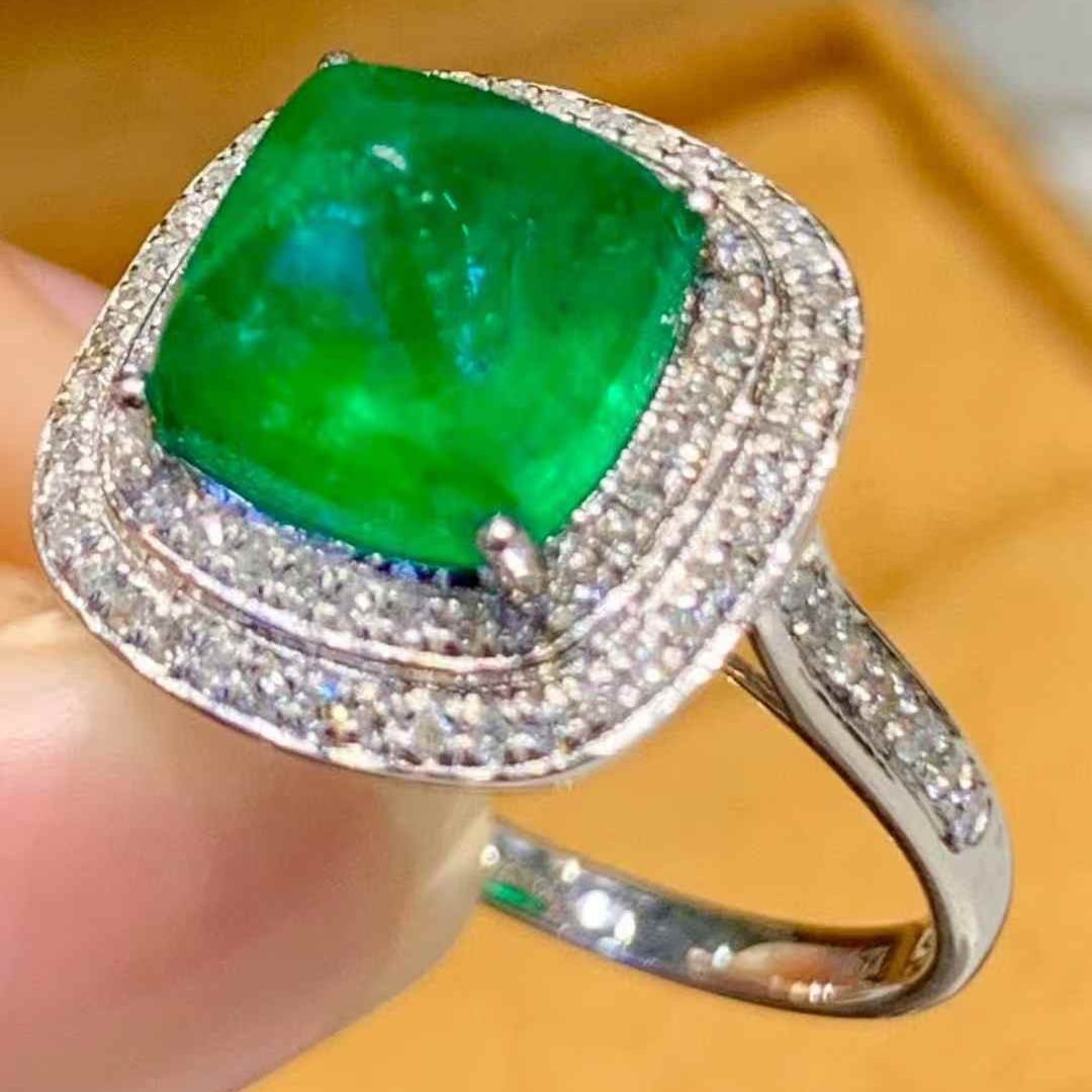 14k Gold 2.85 Ct Natural Emerald & Diamond Ring - 3
