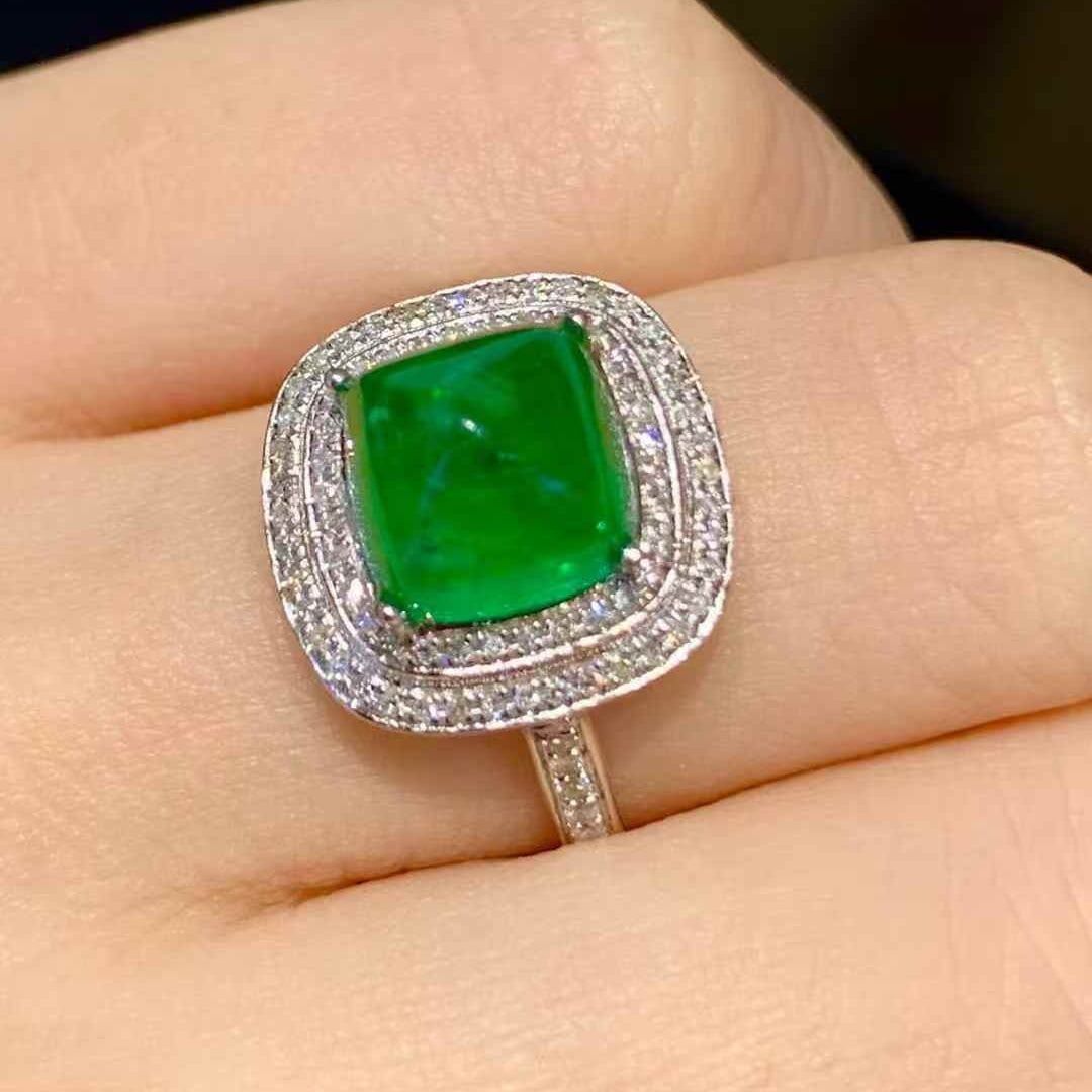 14k Gold 2.85 Ct Natural Emerald & Diamond Ring - 4