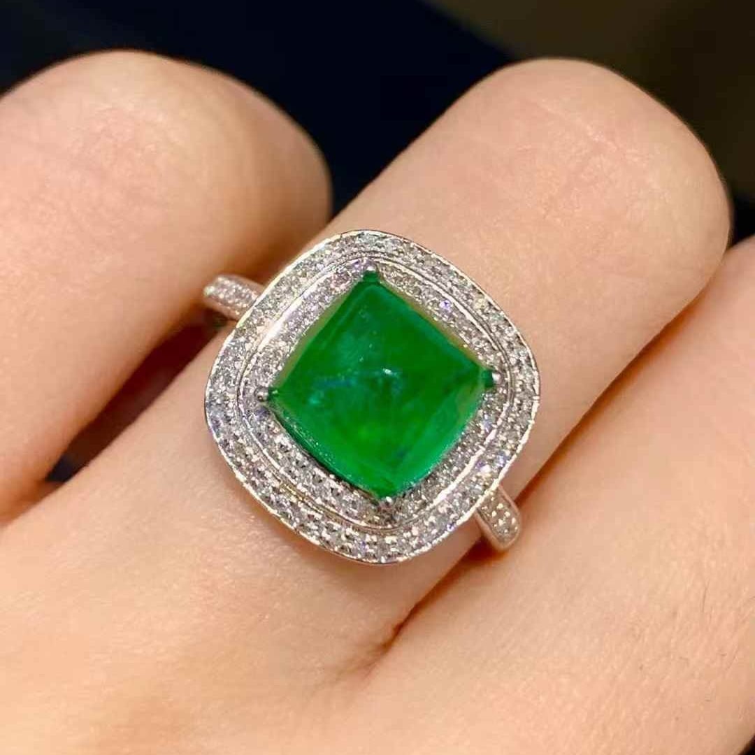 14k Gold 2.85 Ct Natural Emerald & Diamond Ring - 5