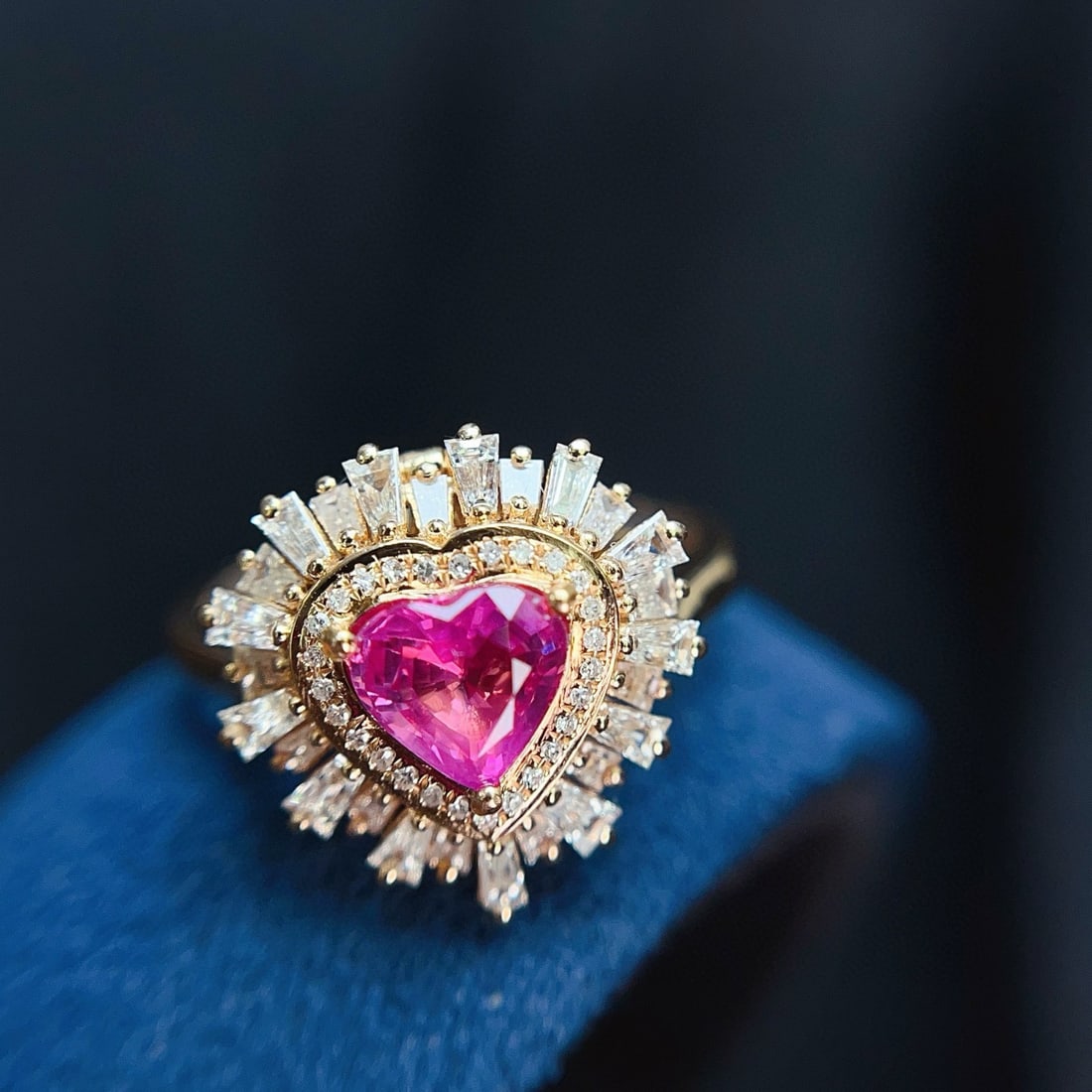 14k Gold 1.10 Ct Natural Ruby & Diamond Ring/pendant( Without Chain ): Ref:231117069 // gold content:14k gold // ring size:7. 25us // // main gemstone:ruby // shape:heart // carat weight:1. 10ct // color:pinkish red // treatment:natural // // adjacent gemstone 2 :