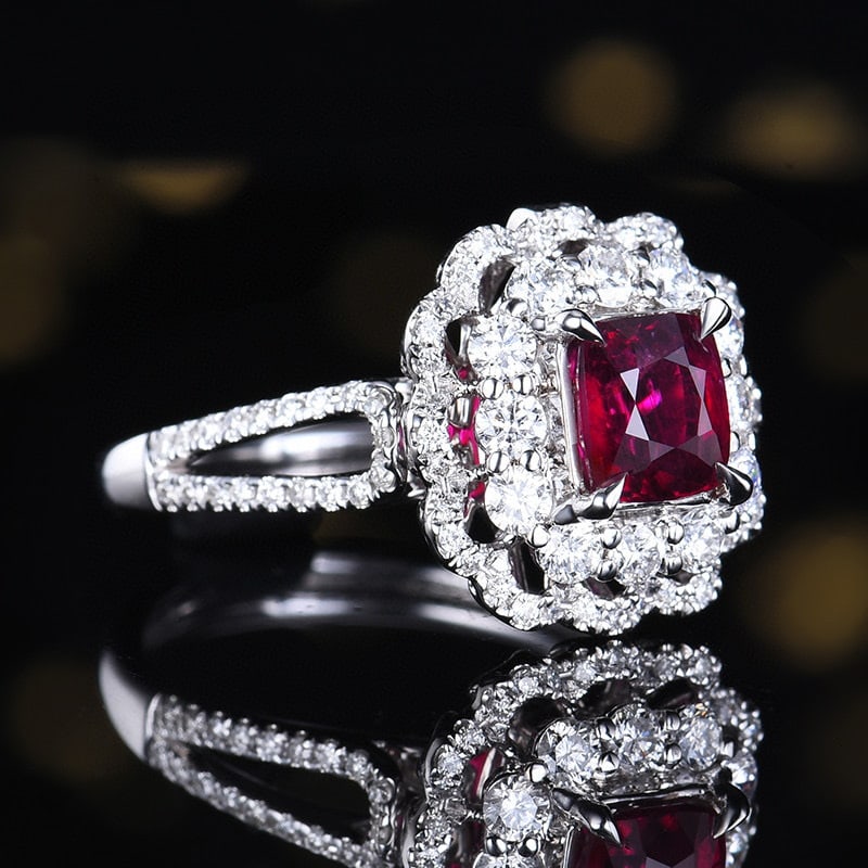 14k Gold 2.32 Ctw Natural Ruby & Diamond Ring/pendant( Without Chain ) - 3