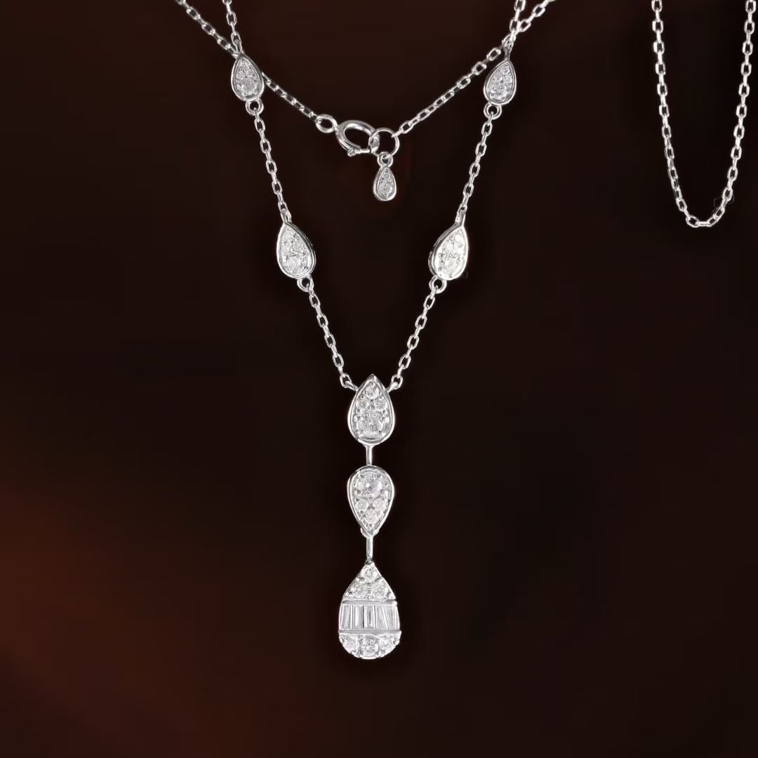 14k Gold 0.72 Ct Natural H Diamond Necklace - 2