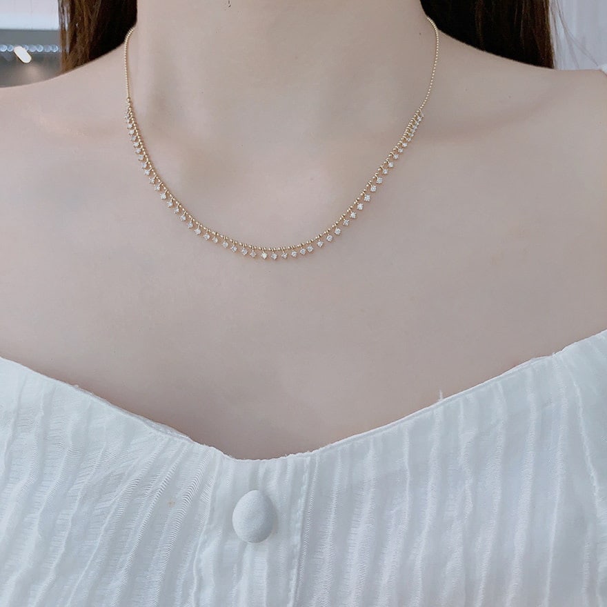 14k Gold 1.00 Ct Natural H Diamond Necklace - 2