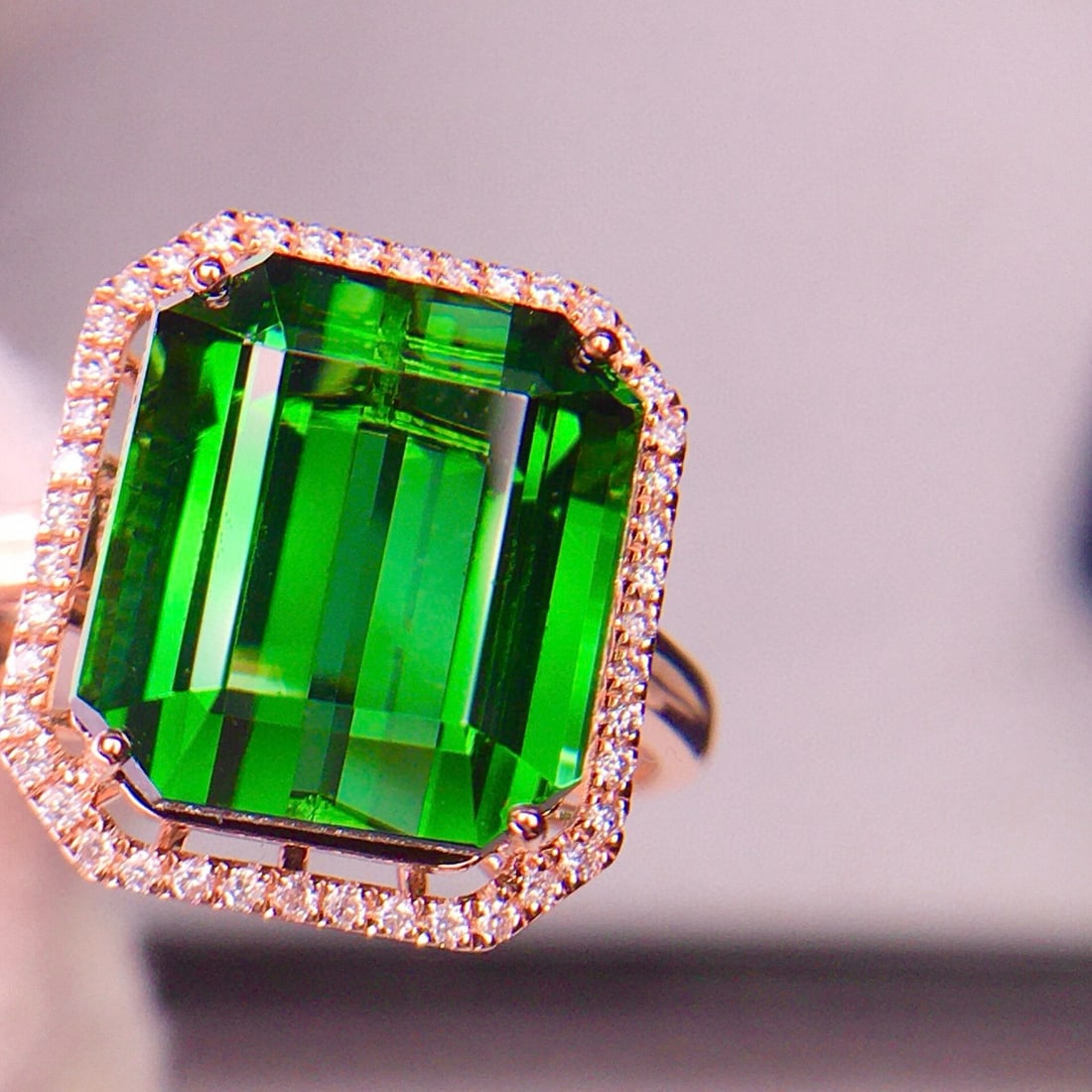 14k Gold 7.28 Ct Natural Tourmaline & Diamond Ring - 3