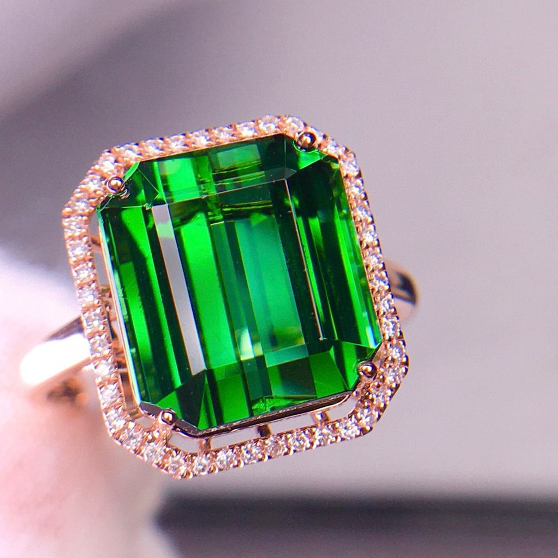 14k Gold 7.28 Ct Natural Tourmaline & Diamond Ring - 5