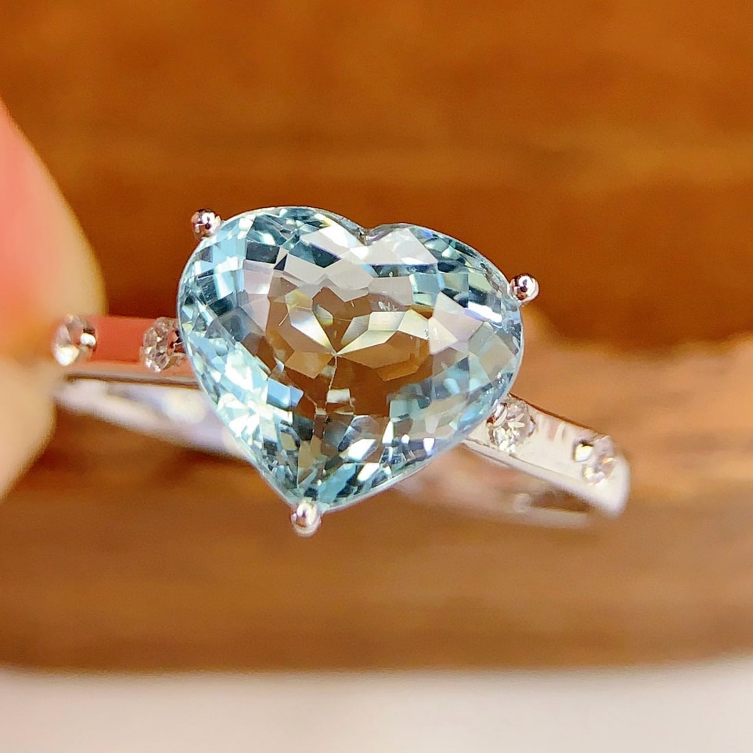 14k Gold 2.78 Ct Natural Aquamarine & Sapphire Ring - 3