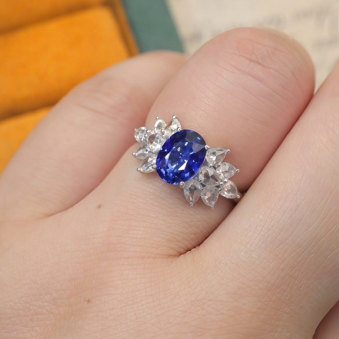 14k Gold 2.24 Ctw Natural Sapphire & Diamond Ring - 5