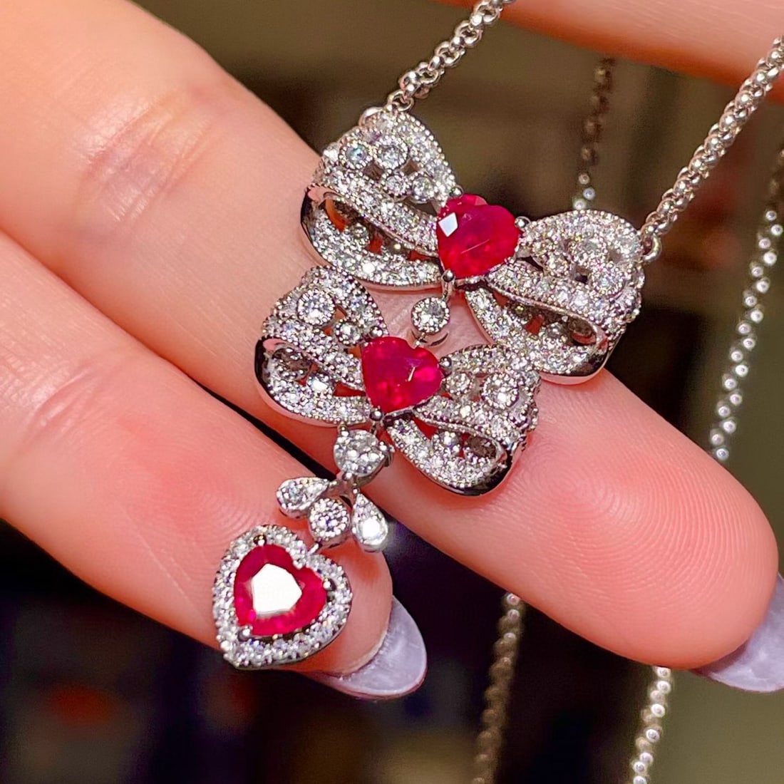 14k Gold 2.16 Ctw Natural Ruby & Diamond Necklace - 3